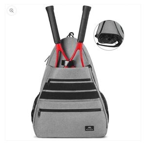 2 for $30 sale: Matein Gray tennis racquet bag backpack - pockets hanging hook.